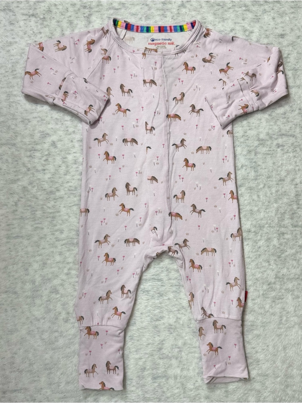 Magnetic Me Pink Horse Pony Footless Sleeper 0-3M Baby Girl Modal Equestrian